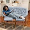 Flash Furniture Eleanor 56-in Portable Folding Double Saucer Chair w/2 Folding Ottomans, Aqua Faux Fur w/Gold Frame FV-FDS-001-2FR-DTAQ-SGD-GG - alternate 2